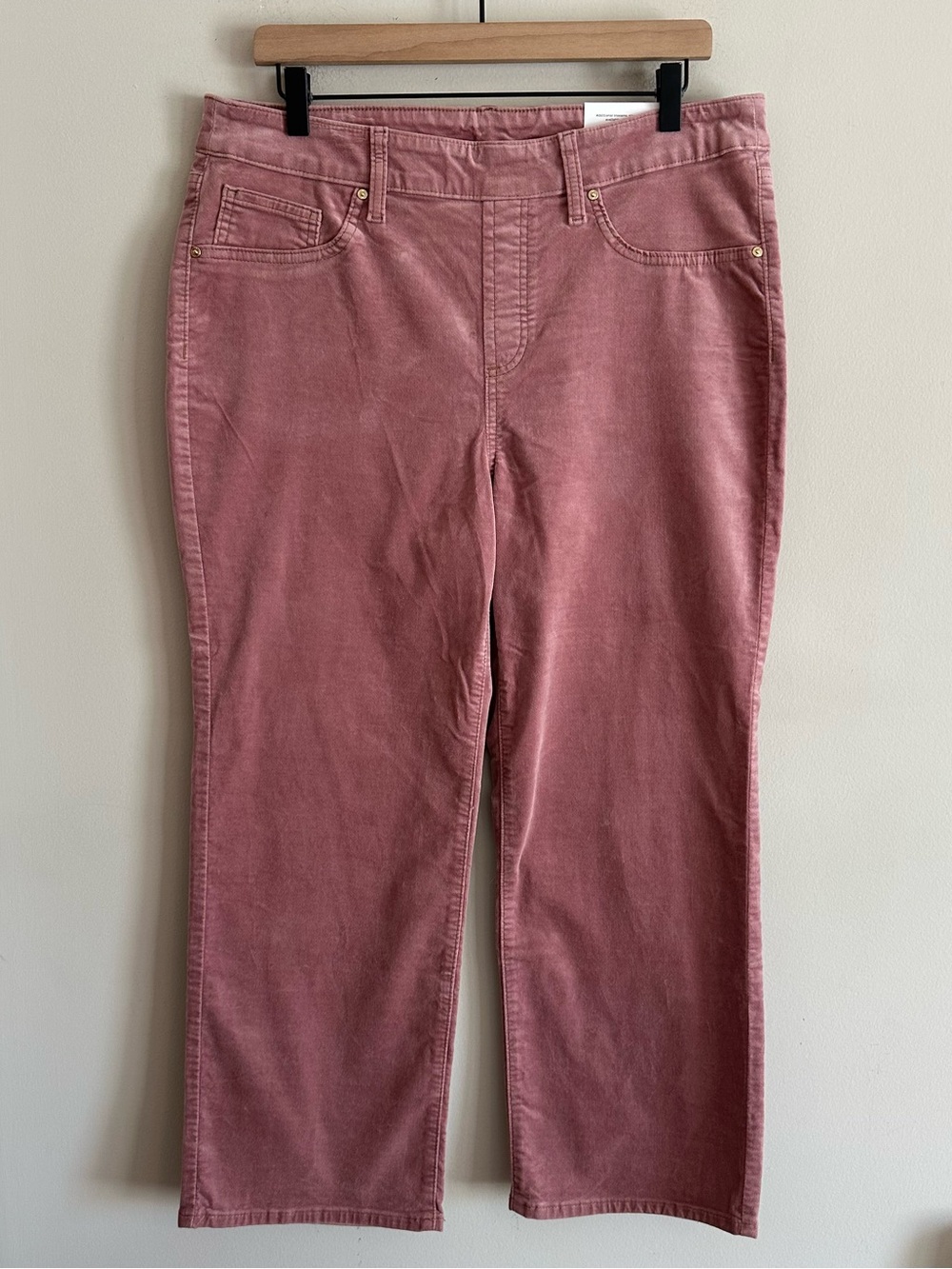 NWT Chico’s Velveteen Pull On Kick Flare Jeans Crop Pants Dusty Rose Pink 2 12